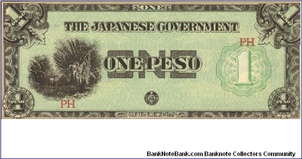 PI-106 Philippine 1 Peso note under Japan rule, prefix PH. Banknote