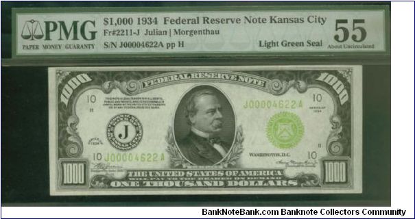 Always buying High Denomination Notes. Please offer!!

US$1000 dollars

1934 LGS KANSAS CITY 

S/N:J00004622A

Bid Via Email Banknote