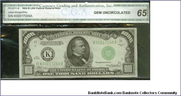 Always buying High Denomination Notes. Please offer!!

US$1000 dollars
1934 DALLAS 

S/N:K00017249A 

FR. 2211-K RARE DISTRICT

Bid Via Email Banknote