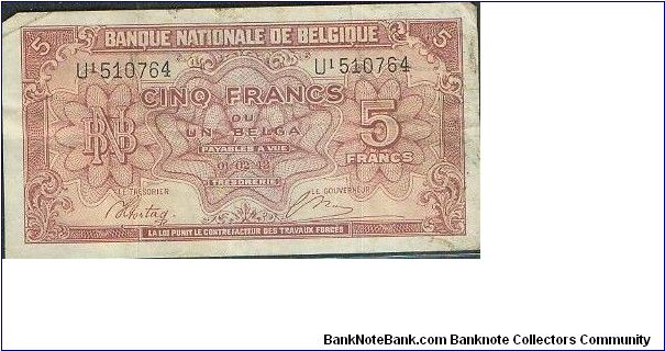 Banknote from Belgium year 1943