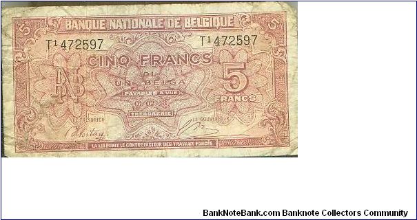 Banknote from Belgium year 1943