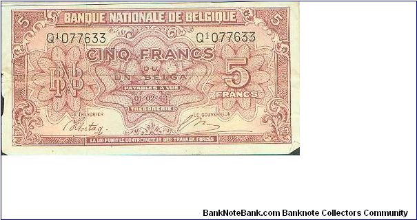 Banknote from Belgium year 1943