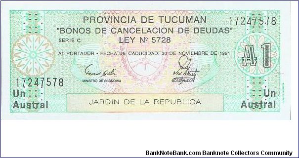 Provincia De Tucuman Banknote