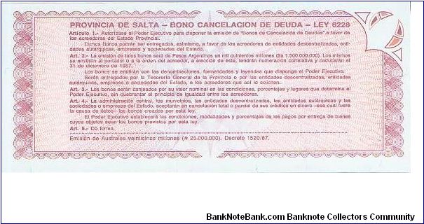 Banknote from Argentina year 1991