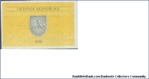 Banknote from Lithuania year 1991