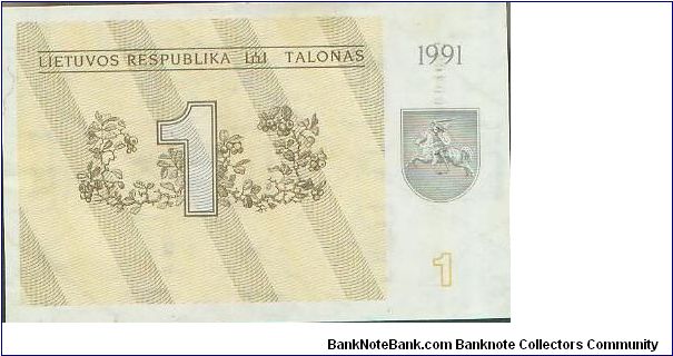 Banknote from Lithuania year 1991