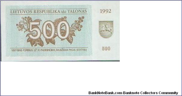 Banknote from Lithuania year 1992