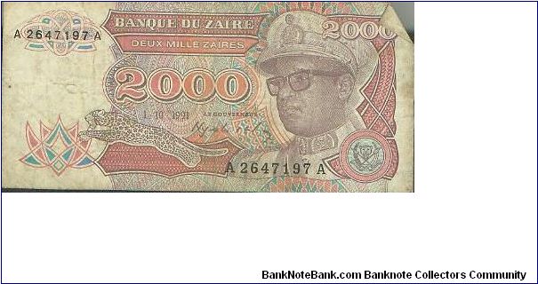 Banknote from Congo year 1991