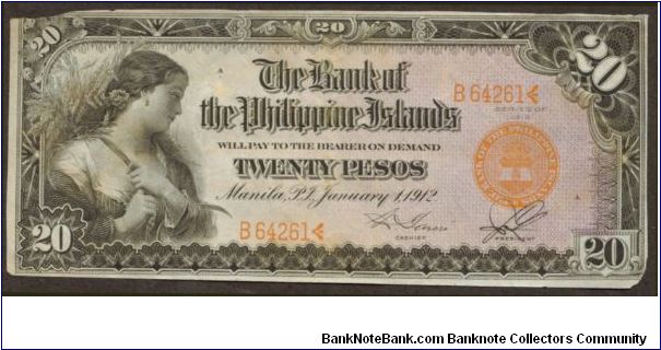 p9b 20 Peso Bank of the Philippine Islands Banknote