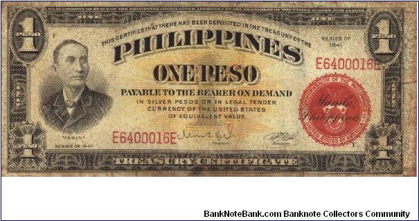 PI-89c RARE Philippine Naval Aviator's 1 Peso packet note. Banknote