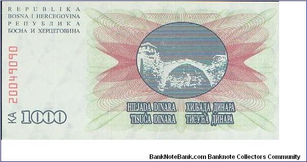 Banknote from Bosnia year 1992