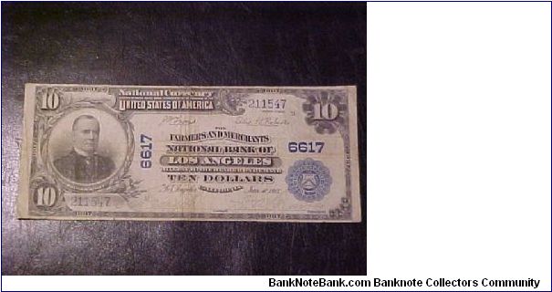 FR 616 Lyons-Roberts issued by the Farmers and Merchants National Bank of Los Angeles, dated January 10, 1903. Banknote