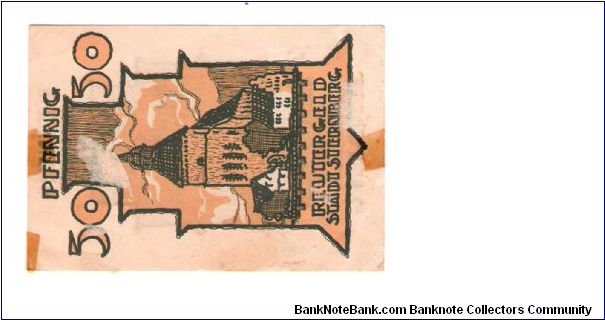 German Notgeld
50 Pfenning
Sternberg

Unc with old tape remnants Banknote