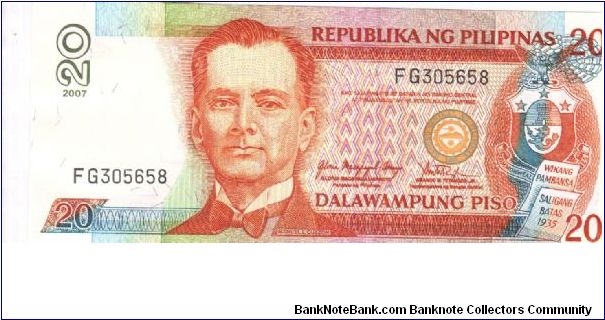 Philippine 20 Pesos note in series, note 1/2. Banknote