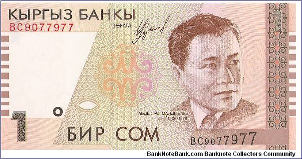 1 Som

(Abdilas Maldibayev on Obverse; Musical instruments on Reverse)

Watermark- Abdilas Maldibayev Banknote