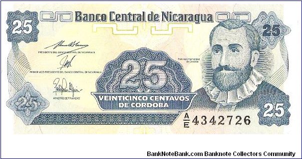 25 Centavos

(F. Hernandez de Cordoba on Obverse; Flower on Reverse) Banknote