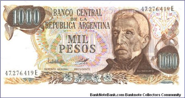 Brownon multicolour underprint. Like #299. Plaza de Mayo in Buenos Aires at center on back SERIE C-I. 5 signature varieties Banknote