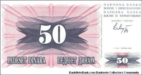 Blue-black on red-violet underprint. Mosatr stone brdge at right on back. Banknote