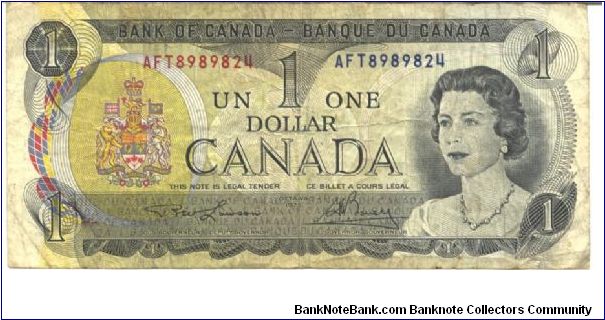 Black on light green multicolour underprint. Gueen Elizabeth II at right. Parliament Building as scene from across Ottawa River on back. Banknote