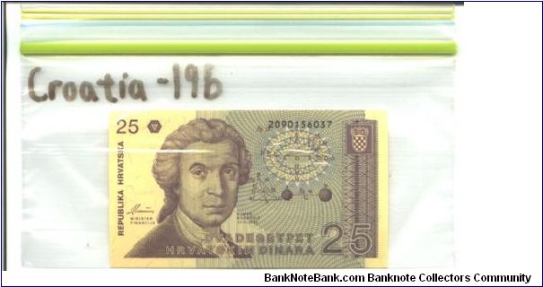Dull purple on multicolour underprint. Buff paper with 2.8mm serial #. Watermark 5's in crossed wavy lines.

NOTE: The watermark. paper actually used in the production for #19 was orginally prepared for printing Sweden 5 Lroner. #51. Banknote