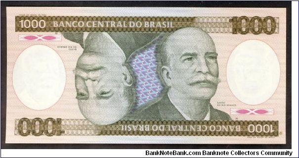 1000 Cruzeiros 1981-86 P201c. Sig 22 - Francisco Dornelles & Antonio Lengruber. Banknote