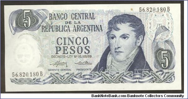 Argentina 5 Pesos 1974-76 P294. Banknote
