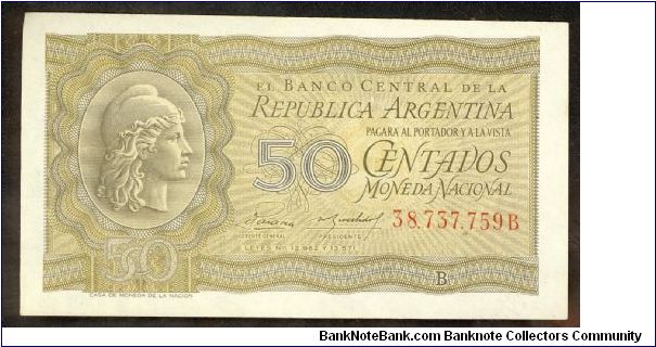 Argentina 50 Centavos 1951-56 P261. Banknote