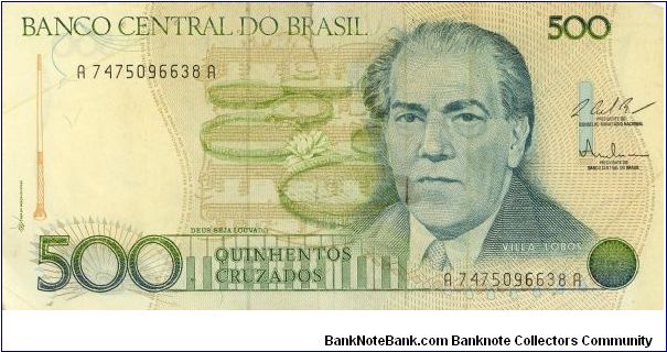 Brazil 500 Cruzados 1986-1990 P212 Banknote