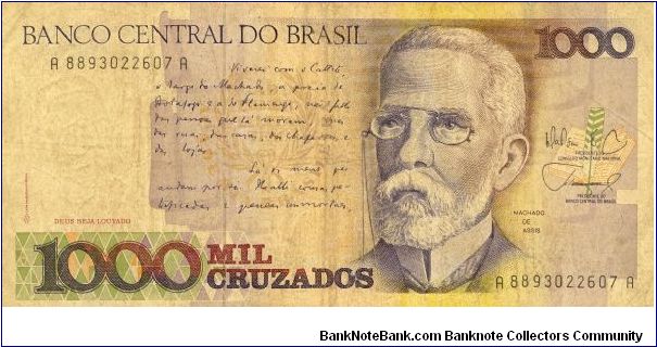 Brazil 1000 Cruzados 1988 P213 Banknote