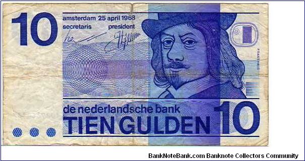 10 Gulden - pk# 91 b - 26.04.1968
 Banknote