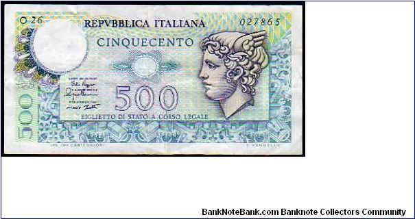 500 Lire - pk# 94 - Sign.Ruggiero / Impallomeni / Betti - D. 02-Aprile-1979 Banknote