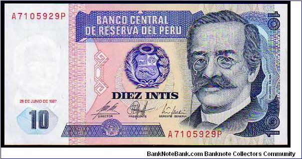 10 Intis - Pk 129 - 26-June-1987 Banknote