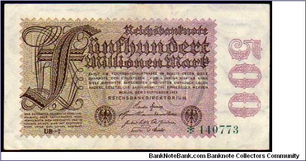 500'000 Mark - Pk 110 h Banknote