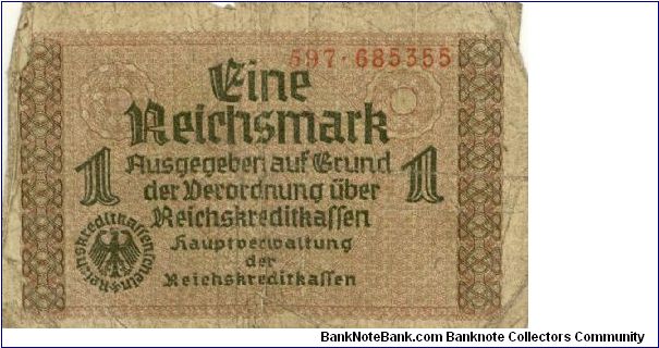 Germany 1 Reichsmark 1940-1945 (German Occupied Territories) P136 Banknote