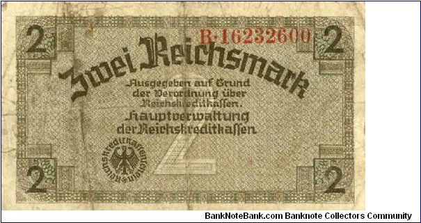 Germany 2 Reichsmark 1939-1945 (German OccupyinG Forces). Banknote