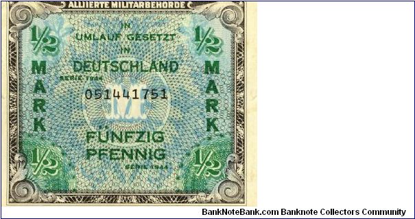 Germany Half Mark (50 Pfennig) 1944 (Alied Miltary Money). Banknote