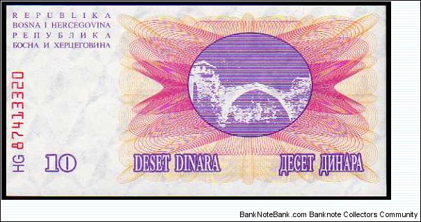 Banknote from Bosnia year 1992