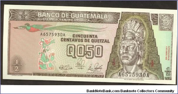 Guatemala Half Quetzal 1989 P72 Banknote