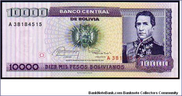 10'000 Pesos Bolivanos__

Pk 169__
D.10-February-1984
 Banknote