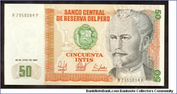 Peru 50 Intis 1987 P131 Banknote