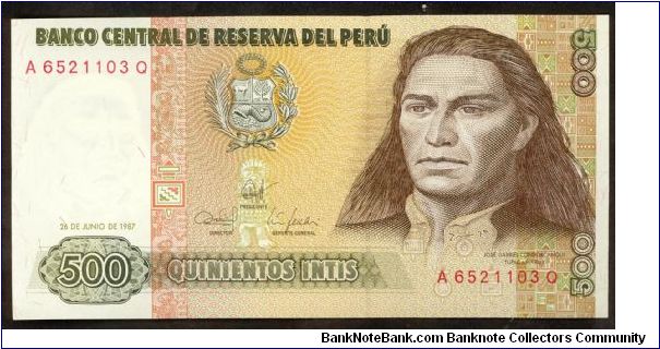 Peru 500 Intis 1987 P134 Banknote