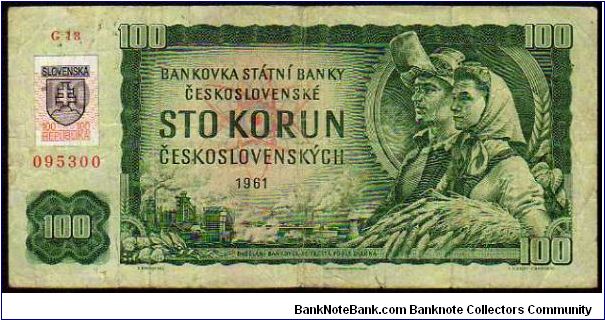 100 Korun
Pk 17

(Stamp Affixed o.d 1961) Banknote