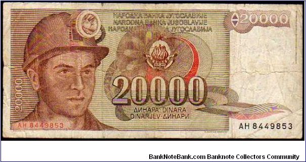 20'000 Dinara

Pk 95 Banknote