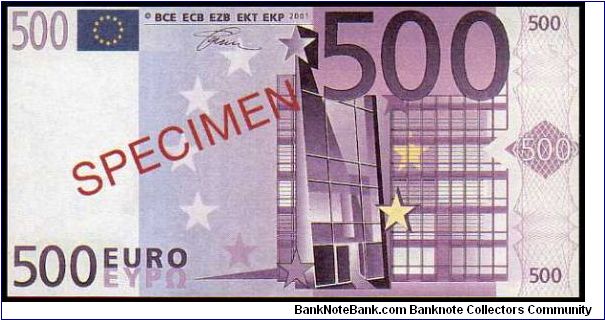 *EUROPEAN UNION*
___________________
500 Euro_
Pk NL_
Specimen Banknote