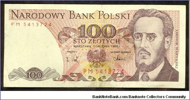 Poland 100 Zlotych 1988 P143. Banknote