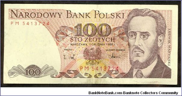 Poland 100 Zlotych 1988 P143. Banknote