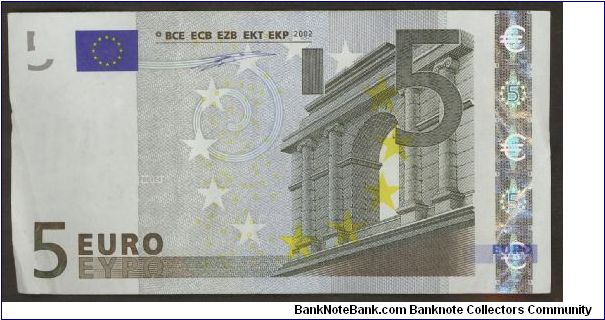 Austria €5 (Five Euro) 2002 F003E4. Banknote