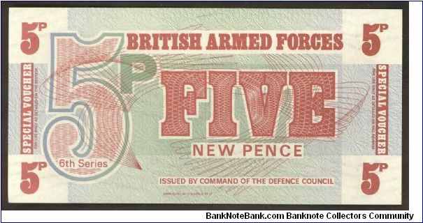 UK - British Armed Forces 5p 1972 PM47 Banknote