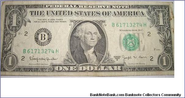 Series 1963 B Barr note, found from circulation on 11/4/2007. Banknote