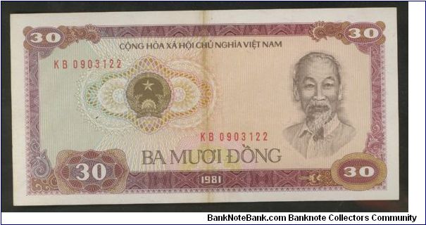 Vietnam 30 Dong 1981 P87. Banknote